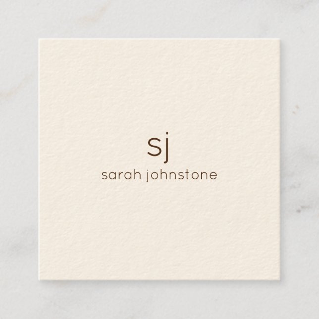 Minimalistische Monogramm Quadratische Visitenkarte (Vorderseite)