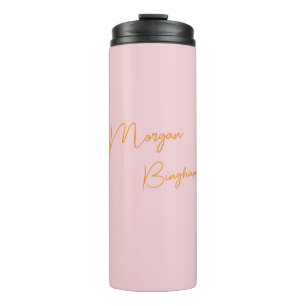 Minimalistische Monogramm-Schrift rosa Thermosbecher