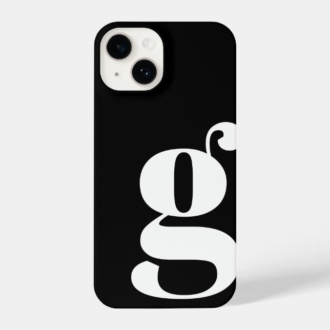 Minimalistische Monogramm Schwarz/Weiß iPhone 14 Hülle (Rückseite)