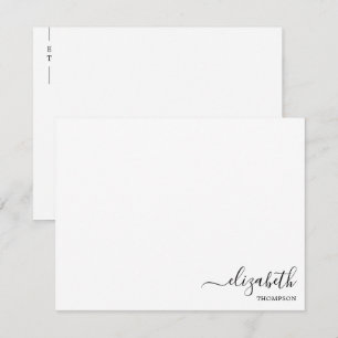 Minimalistische Monogramm Schwarz/Weiß Mitteilungskarte