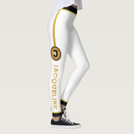 Minimalistische Monogramm Schwarze Imitate Gold un Leggings