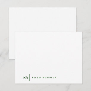 Minimalistische Monogramm Typografie Grünflach Mitteilungskarte