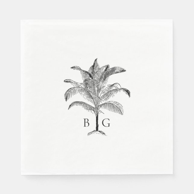 Minimalistische Monographie-Palm-Tree Serviette (Vorderseite)