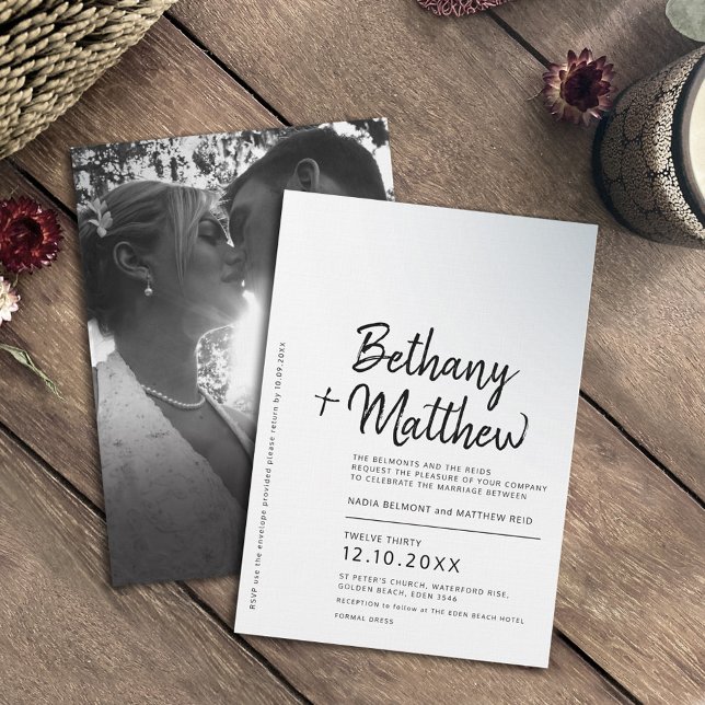 Minimalistische Monokalligraphie-Hochzeit Einladung (Von Creator hochgeladen)