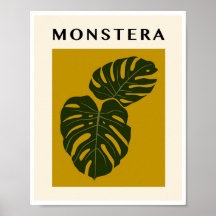 Minimalistische Monstera-Blätter Senfgelb Kunst