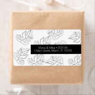 Minimalistische Monstera Hand Drawn Schwarz-weiße