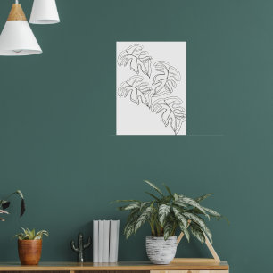 Minimalistische Monstera Handgezeichnete Geste Sch Poster