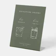 Minimalistische moosgrüne Hochzeitstiche