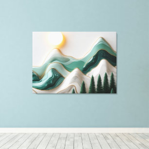Minimalistische Mosaiklandschaft mit Bäumen Leinwanddruck