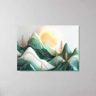 Minimalistische Mosaiklandschaft mit Bäumen Leinwanddruck