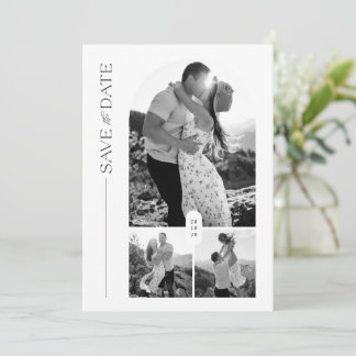 Minimalistische Multi-Foto-Bogen-Hochzeit Save The Date