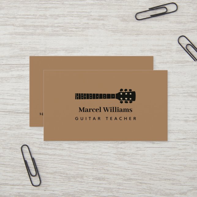 Minimalistische Musician Business Card mit Guitar  Visitenkarte (Vorderseite/Rückseite Beispiel)