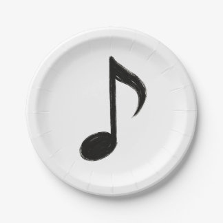 Minimalistische Musiknote – Tintenpinsel-Stil auf  Pappteller