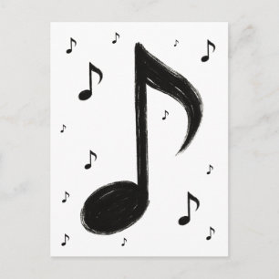 Minimalistische Musiknote – Tintenpinsel-Stil auf Postkarte