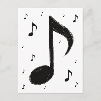 Minimalistische Musiknote – Tintenpinsel-Stil auf Postkarte