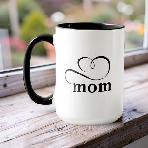 Minimalistische Mutter Herz Kalligrafie Benutzerde Tasse