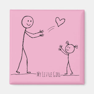 Minimalistische Mutter-Tochter-Stickfigur-Kunst Magnet