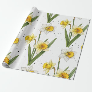 Minimalistische Narzissenblumen in Gelb und Salbei Geschenkpapier
