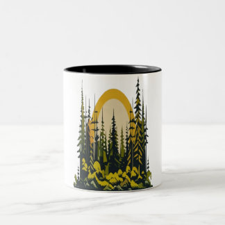 Minimalistische Natur Landschaft Bäume Bergsee-Zau Zweifarbige Tasse