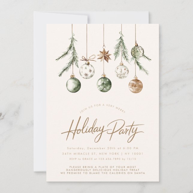 Minimalistische Natur Rustikales Beige Weihnachtsf Einladung (Vorderseite)