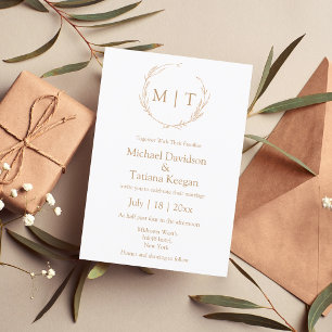 Minimalistische natürliche Monogramm Botanische Ho Einladung