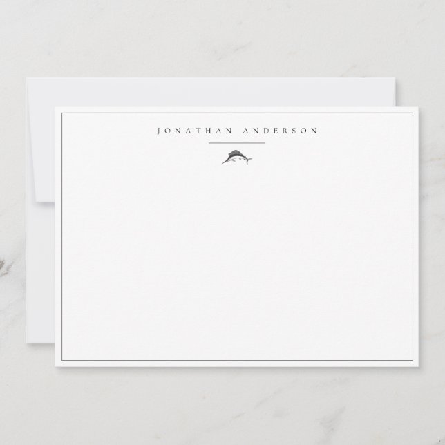 Minimalistische Nautic Swordfish Custom Note Card Mitteilungskarte (Vorderseite)