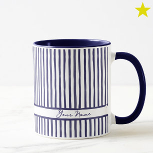 Minimalistische Navy-Aquarell-Streifen mit individ Tasse