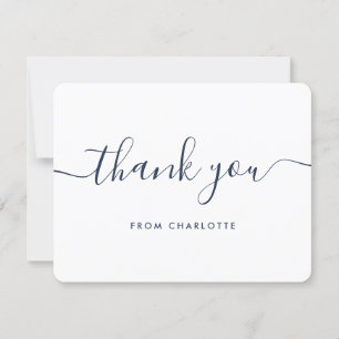 Minimalistische Navy-Blau Moderne Hochzeit Geburts Dankeskarte