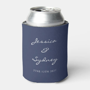 Minimalistische Navy Blau Schrift Hochzeit individ Dosenkühler
