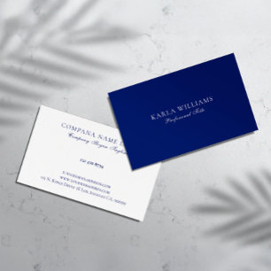 Minimalistische Navy-Blau und Weiße Reversible Visitenkarte