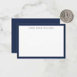 Minimalistische Navy-Blau-Zweirahmen-Name-Notizkar Mitteilungskarte