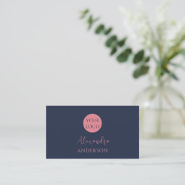 Minimalistische Navy Blue Logo Feminine Visitenkarte