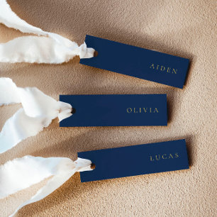 Minimalistische Navy- und Gold-Hochzeitsnamens-Kar Einladung