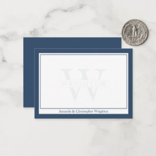 Minimalistische Navy Zwei-Rahmen-Monogramm-Paar-Ka Mitteilungskarte