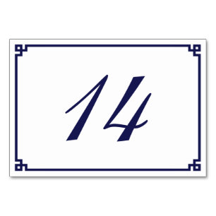 Minimalistische navyblaue griechische Schlüsselran Tischnummer