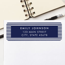 Minimalistische navyblaue Streifen Rücksendeadress