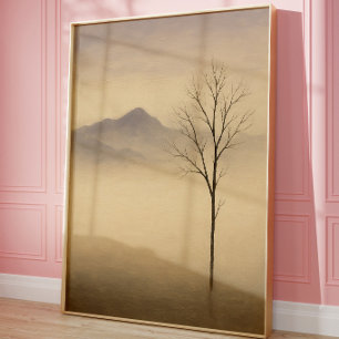 Minimalistische Nebelbaumlandschaft Wandkunst Druc Poster