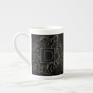Minimalistische Nelken-Blumen-Handdrawn-Monogramm Prozellantasse