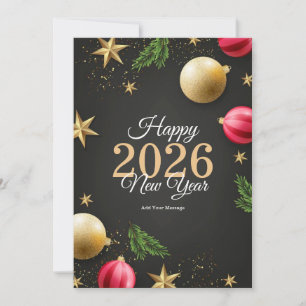 Minimalistische Neujahrs-Grußkarte 2026   Feiertag Einladung