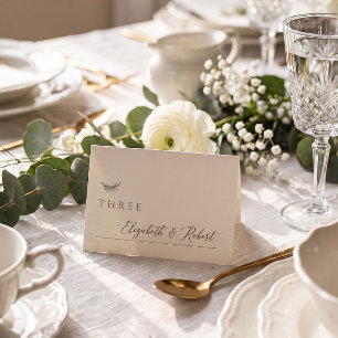 Minimalistische neutrale Elfenbein-Hochzeitstisch- Platzkarte