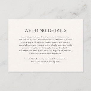 Minimalistische neutrale Elfenbeinhochzeit Begleitkarte