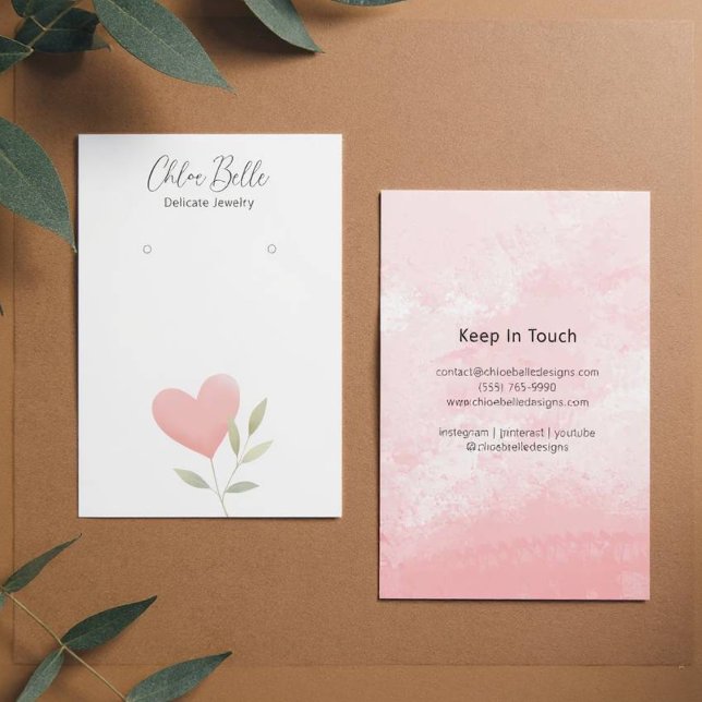 Minimalistische neutrale Foliage Herzklassenkarte (Heart Foliage Pattern)