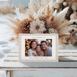 Minimalistische neutrale nordische Foto-Weihnachts Feiertagskarte