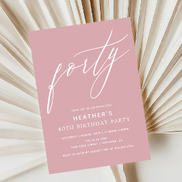 Minimalistische neutrale rosa vierzigste Geburtsta Einladung