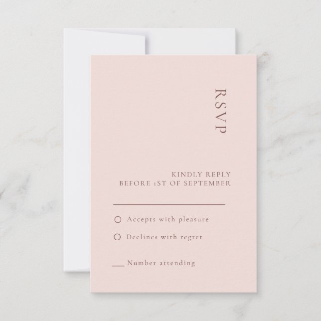 Minimalistische neutrale Rose-Hochzeitkarte Einladung (Vorderseite)