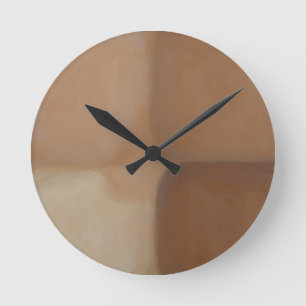 Minimalistische neutrale Terrakotta-Quadrate Runde Wanduhr