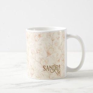Minimalistische Neutrale Wildblumen-Name-Tasse Kaffeetasse