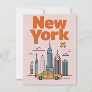 Minimalistische New York City Reise Skyline  Postkarte