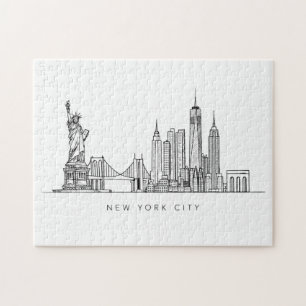 Minimalistische New Yorker Skyline Linienkunst