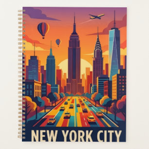 Minimalistische New Yorker Skyline Retro-Reiseplak Planer